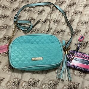 Simply Southern Turquoise Quilted Crossbody Bag with Tassel